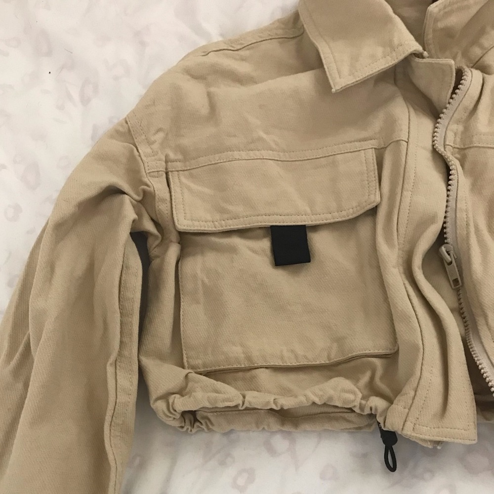 Cargo/Khaki cropped collared jacket